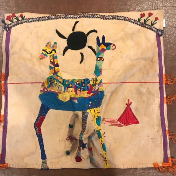 1970’s Vintage hand sewn and embroidered tapestry! GROOVY! - Picture 1 of 4